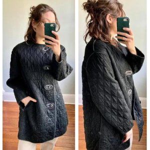 Vintage Quilted Black German Thermo Double Insulating Heavyweight Coat Liner